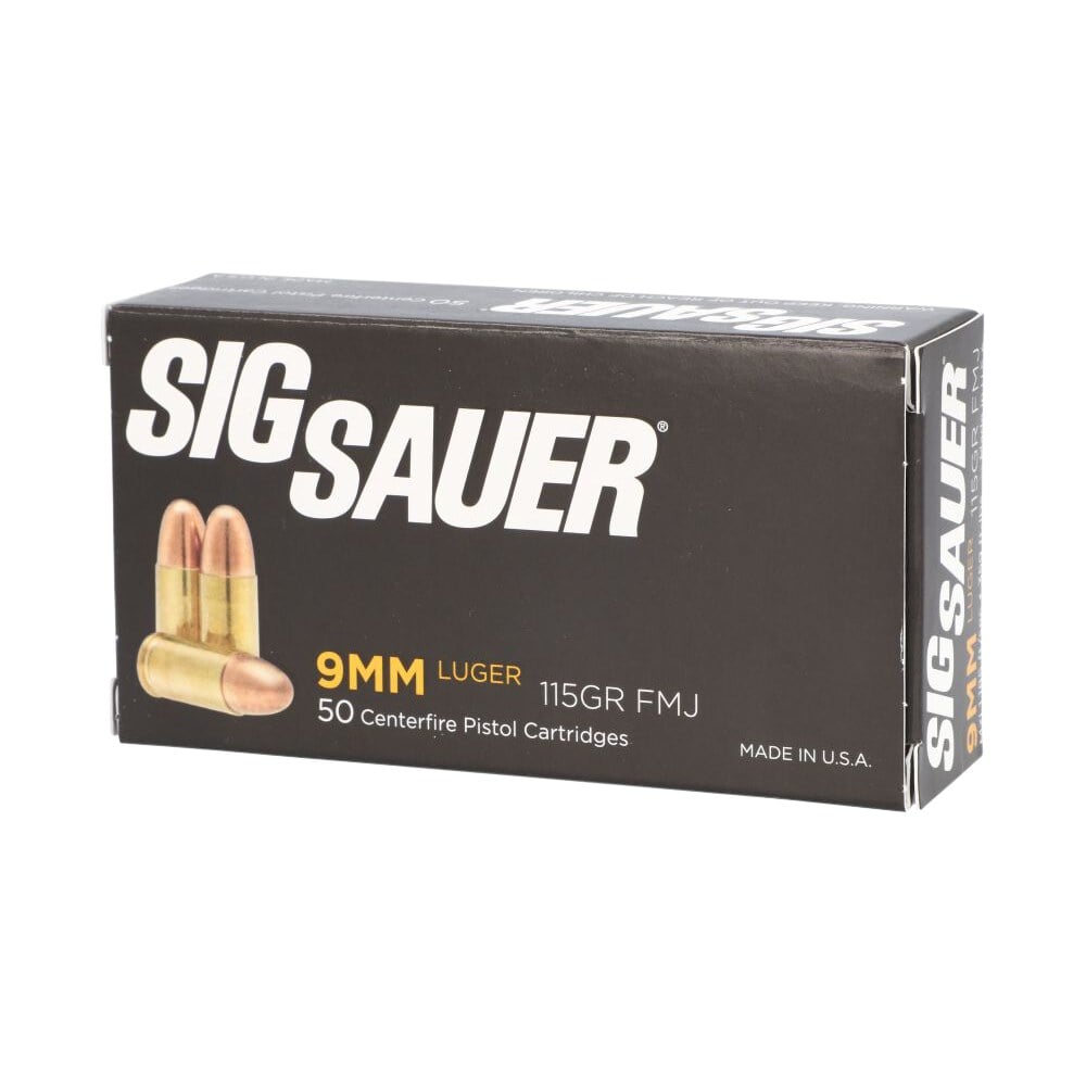 sig sauer e9mmb150 elite ball 9mmluger 115gr full metal jacket 50 per box/20 case Sig Sauer E9MMB150 Elite Ball 9mmLuger 115gr Full Metal Jacket 50 Per Box/20 Case Sports South item 96695