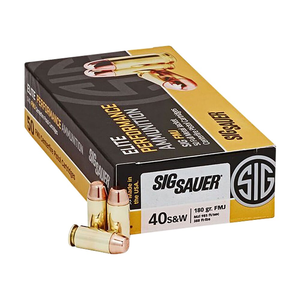 sig sauer e40sb250 elite ball 40s&w 180gr full metal jacket 50 per box/20 case Sig Sauer E40SB250 Elite Ball 40S&W 180gr Full Metal Jacket 50 Per Box/20 Case Sports South item 96696