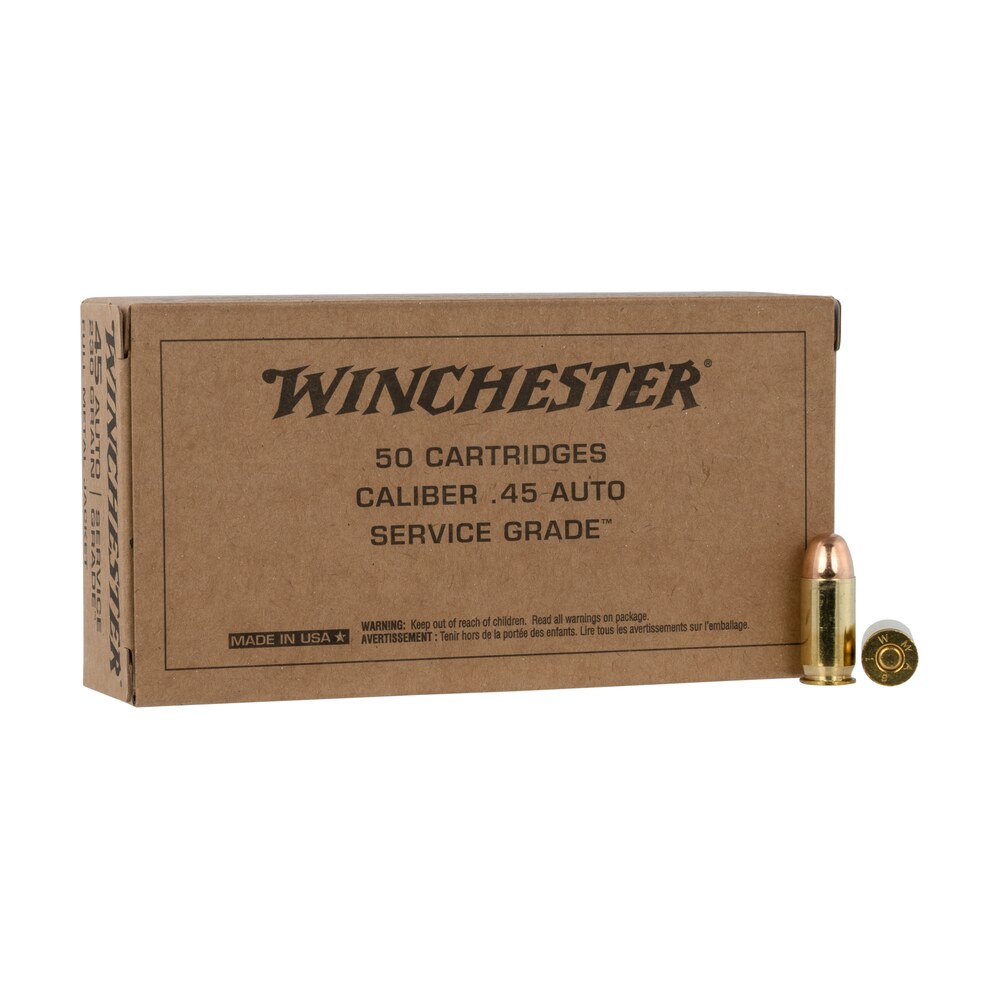 winchester ammo sg45w usa service grade 45acp 230gr full metal jacket 50 per box/10 case Winchester Ammo SG45W USA Service Grade 45ACP 230gr Full Metal Jacket 50 Per Box/10 Case Sports South item 96860