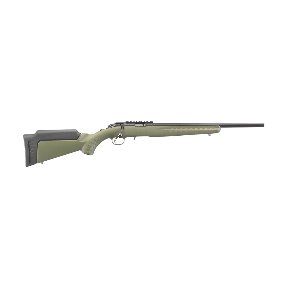 ruger 8334 american rimfire sports south exclusive full size 22 lr 10+1 18" satin blued threaded barrel & alloy steel receiver w/scope rail, green fixed synthetic stock, right hand Ruger 8334 American Rimfire Sports South Exclusive Full Size 22 LR 10+1 18" Satin Blued Sports South item 96901