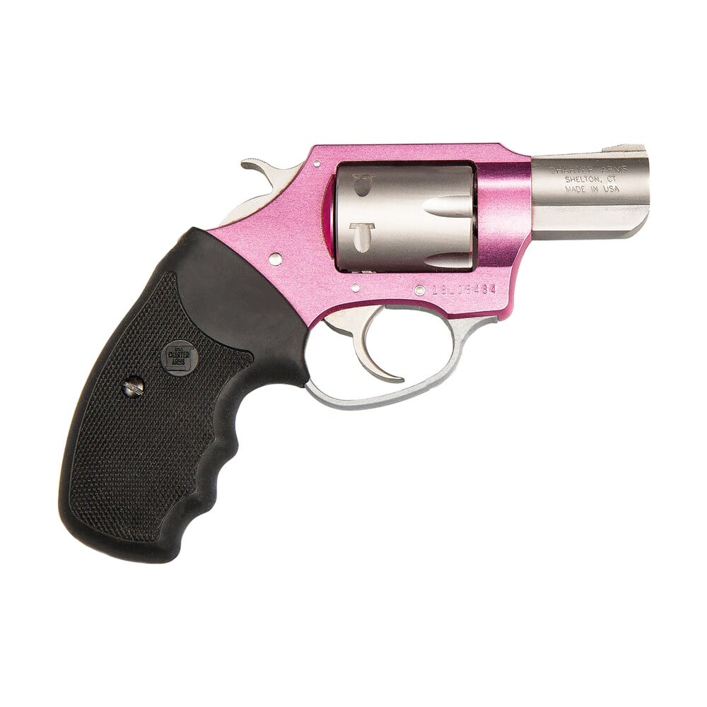 charter arms 52330 pathfinder pink lady small frame 22 wmr 8 shot 2" stainless steel barrel, pink cerakote aluminum frame, stainless cylinder, black finger grooved rubber grip, exposed hammer Charter Arms 52330 Pathfinder Pink Lady Small Frame 22 WMR 8 Shot 2" Stainless Steel Sports South item 97420
