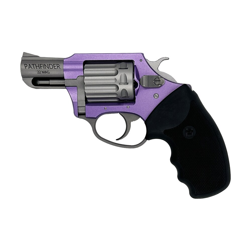 charter arms 52340 pathfinder lavender lady small frame 22 wmr 8rd 2" stainless steel barrel, lavender aluminum frame, stainless cylinder, black finger grooved rubber grip, exposed hammer Charter Arms 52340 Pathfinder Lavender Lady Small Frame 22 WMR 8rd 2" Stainless Steel Sports South item 97421