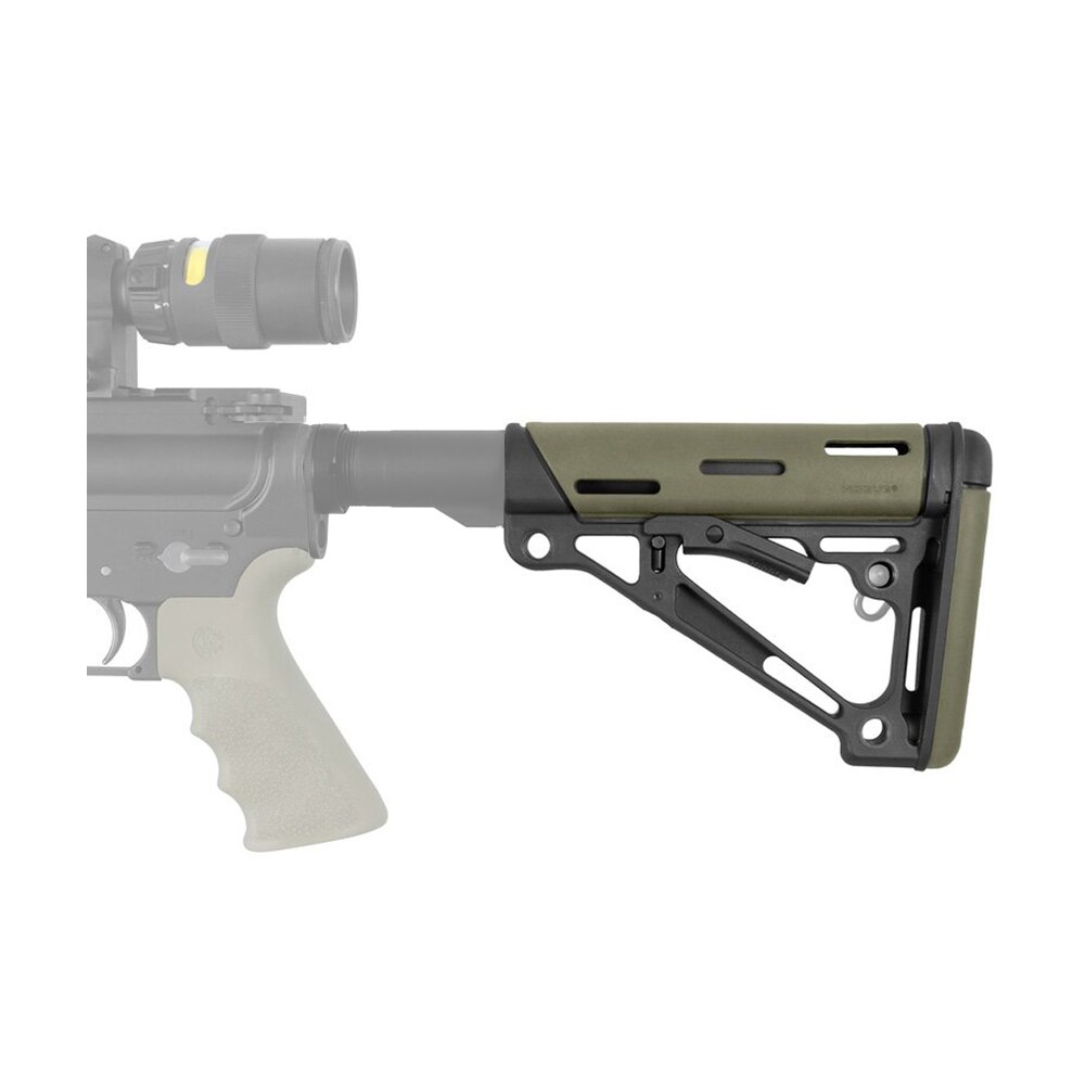 hogue 15240 overmolded collapsible buttstock od green overmolded rubber black synthetic ar 15, m16, m4 Hogue 15240 OverMolded Collapsible Buttstock OD Green OverMolded Rubber Black Synthetic AR-15, Sports South item 97651