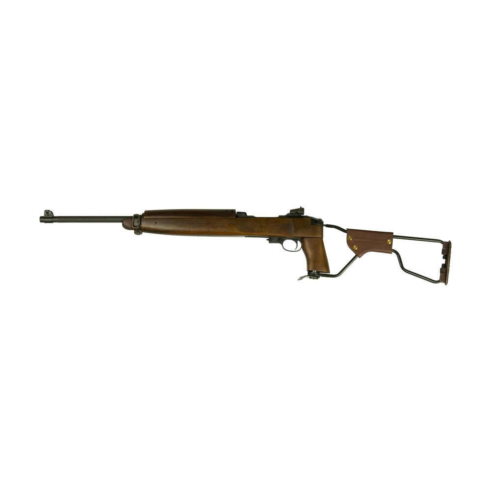 inland mfg ilm150 m1a1 paratrooper carbine 30 carbine 15+1 18" barrel, black metal finish, type 2 barrel band, black side, folding wire stock w/low wood walnut forearm & pistol grip Inland MFG ILM150 M1A1 Paratrooper Carbine 30 Carbine 15+1 18" Sports South item 97700