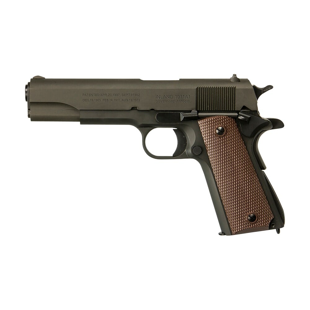 inland mfg ilm1911 1911 a1 government 45 acp 7+1 5" barrel, black parkerized steel frame w/beavertail, serrated steel slide, wood grip, manual safety Inland MFG ILM1911 1911 A1 Government 45 ACP 7+1 5" Sports South item 97701