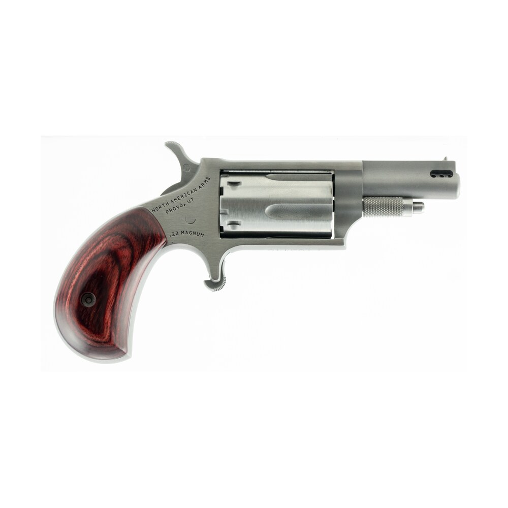 north american arms 22mcp mini revolver 22 lr/22 wmr 5 shot 1.63" stainless steel ported barrel & frame, stainless cylinder, rosewood birdshead grip, exposed hammer, includes 22 lr cylinder North American Arms 22MCP Mini-Revolver 22 LR/22 WMR 5 Shot 1.63" Stainless Steel Ported Barrel Sports South item 97958