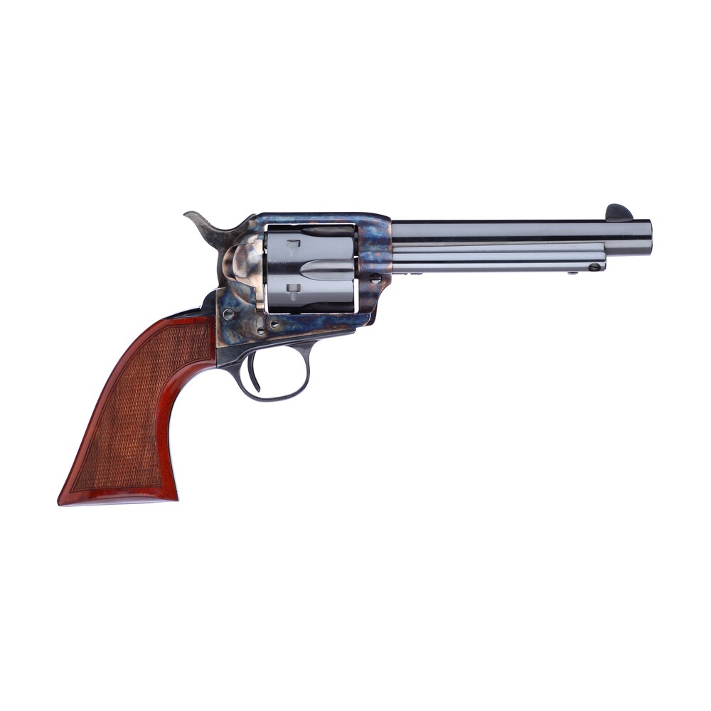 taylors & company 556209de short stroke gunfighter uberti 357 mag 6 shot 5.50″ blued round barrel & cylinder, color case hardened steel frame, walnut checkered army style grip, exposed hammer Taylors & Company 556209DE Short Stroke Gunfighter Uberti 357 Mag 6 Shot 5.50" Blued Round Sports South item 9804