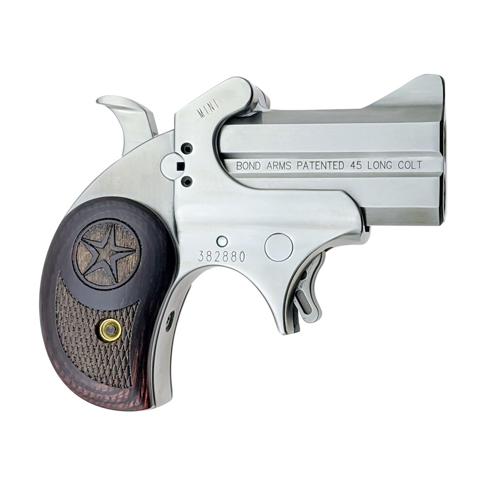 bond arms bam mini original 45 colt (lc) 2rd 2.50" stainless steel double barrel & frame, auto extractor & rebounding hammer, blade front/fixed rear sights, rosewood grips, manual safety Bond Arms BAM Mini Original 45 Colt (LC) 2rd 2.50" Stainless Steel Double Barrel & Sports South item 98310