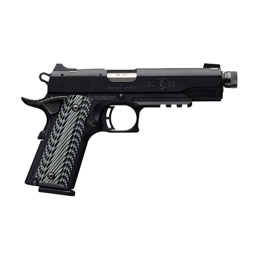 browning 051820490 1911 22 black label sr full size 22 lr 10+1, 4.88" stainless steel threaded barrel, matte black serrated slide & polymer frame w/beavertail & picatinny rail Browning 051820490 1911-22 Black Label SR Full Size 22 LR 10+1, 4.88" Stainless Steel Threaded Sports South item 98384