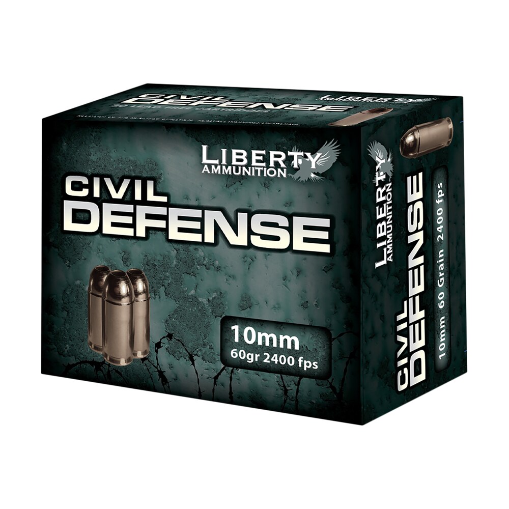 liberty ammunition lacd10032 civil defense 10mmauto 60gr lead free fragmenting hollow point 20 per box/50 case Liberty Ammunition LACD10032 Civil Defense 10mmAuto 60gr Lead Free Fragmenting Hollow Point 20 Sports South item 98421