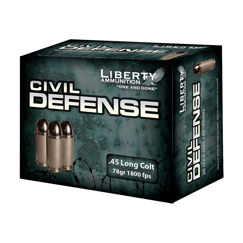 liberty ammunition lacd45031 civil defense 45colt 78gr lead free fragmenting hollow point 20 per box/50 case Liberty Ammunition LACD45031 Civil Defense 45Colt 78gr Lead Free Fragmenting Hollow Point 20 Sports South item 98422