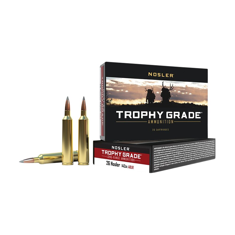 nosler 60122 trophy grade long range 26nosler 142gr nosler spitzer accubond long range 20 per box/10 case Nosler 60122 Trophy Grade Long-Range 26Nosler 142gr Nosler Spitzer AccuBond Long Range 20 Per Sports South item 98600