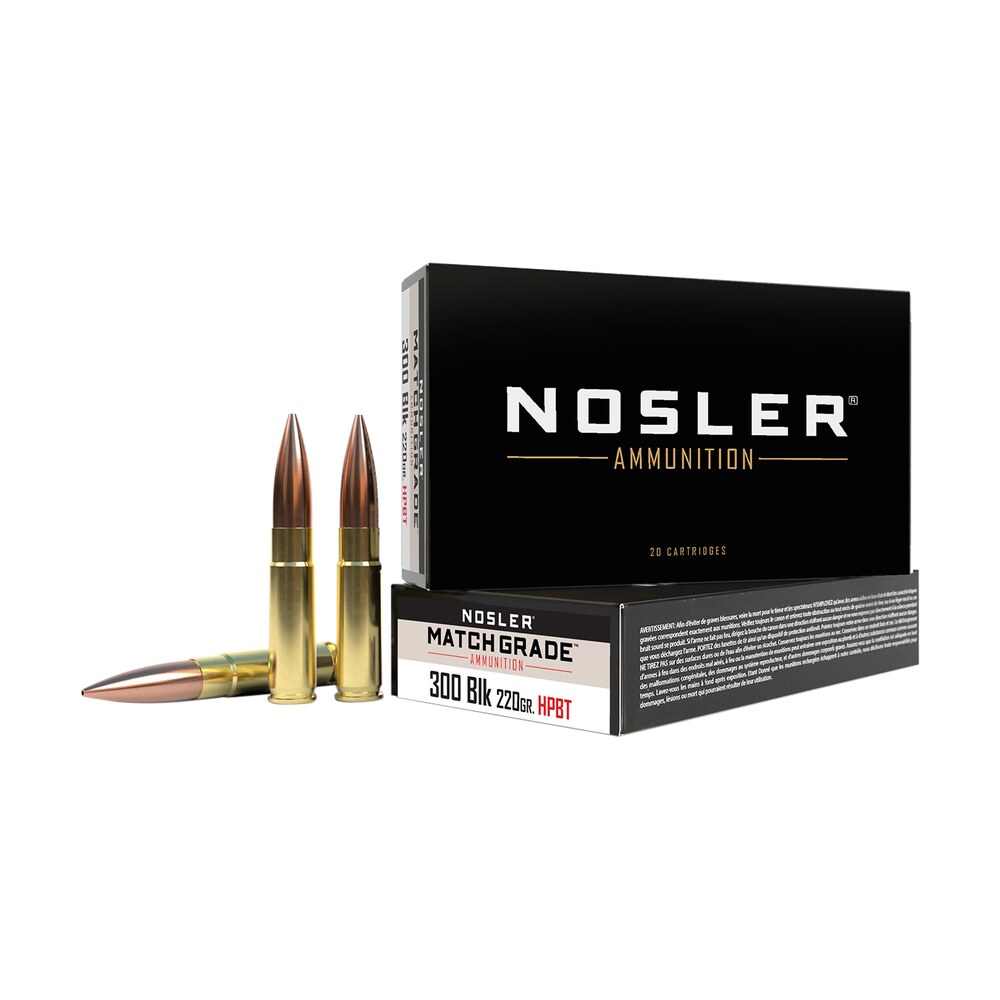 nosler 51275 match grade 300blackout 220gr custom competition hollow point boat tail 20 per box/20 case Nosler 51275 Match Grade 300Blackout 220gr Custom Competition Hollow Point Boat Tail 20 Per Sports South item 98603