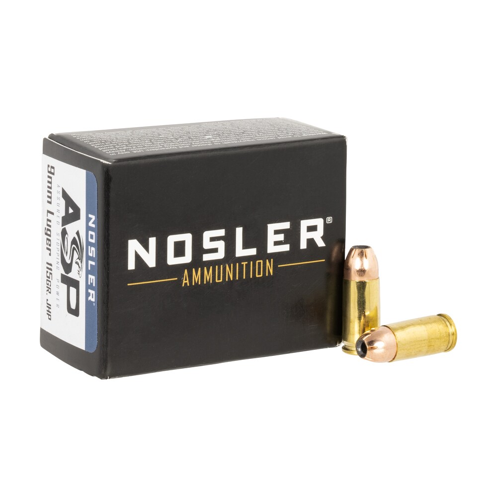 nosler 51285 assured stopping power handgun 9mmluger 115gr jacketed hollow point 20 per box/20 case Nosler 51285 Assured Stopping Power Handgun 9mmLuger 115gr Jacketed Hollow Point 20 Per Box/20 Sports South item 98604