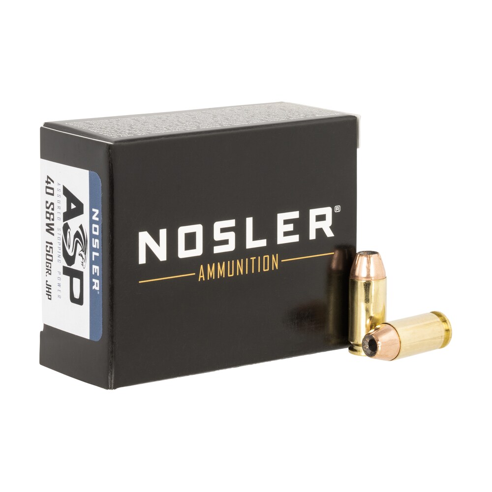 nosler 51283 assured stopping power handgun 40s&w 150gr jacketed hollow point 20 per box/20 case Nosler 51283 Assured Stopping Power Handgun 40S&W 150gr Jacketed Hollow Point 20 Per Box/20 Sports South item 98606
