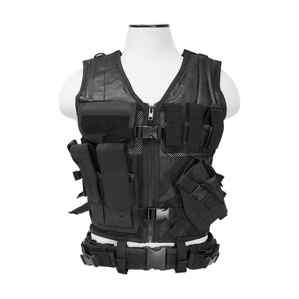 ncstar ctvl2916b tactical vest xl xxl black pvc/mesh webbing NcStar CTVL2916B Tactical Vest XL-XXL Black PVC/Mesh Webbing Sports South item 99304