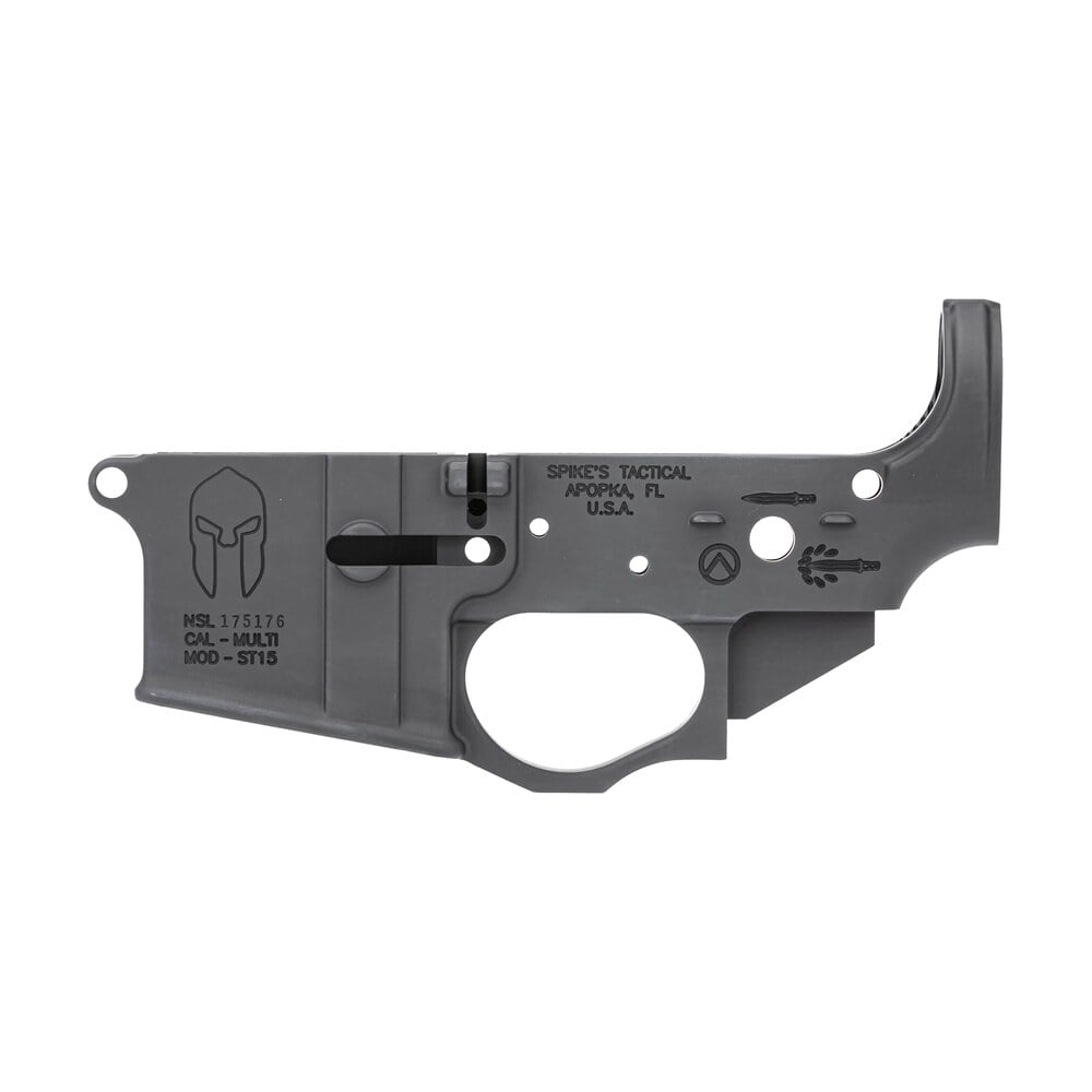 spikes stls021 spartan stripped lower receiver multi caliber 7075 t6 aluminum black anodized for ar 15 Spikes STLS021 Spartan Stripped Lower Receiver Multi-Caliber 7075-T6 Aluminum Black Anodized Sports South item 99776
