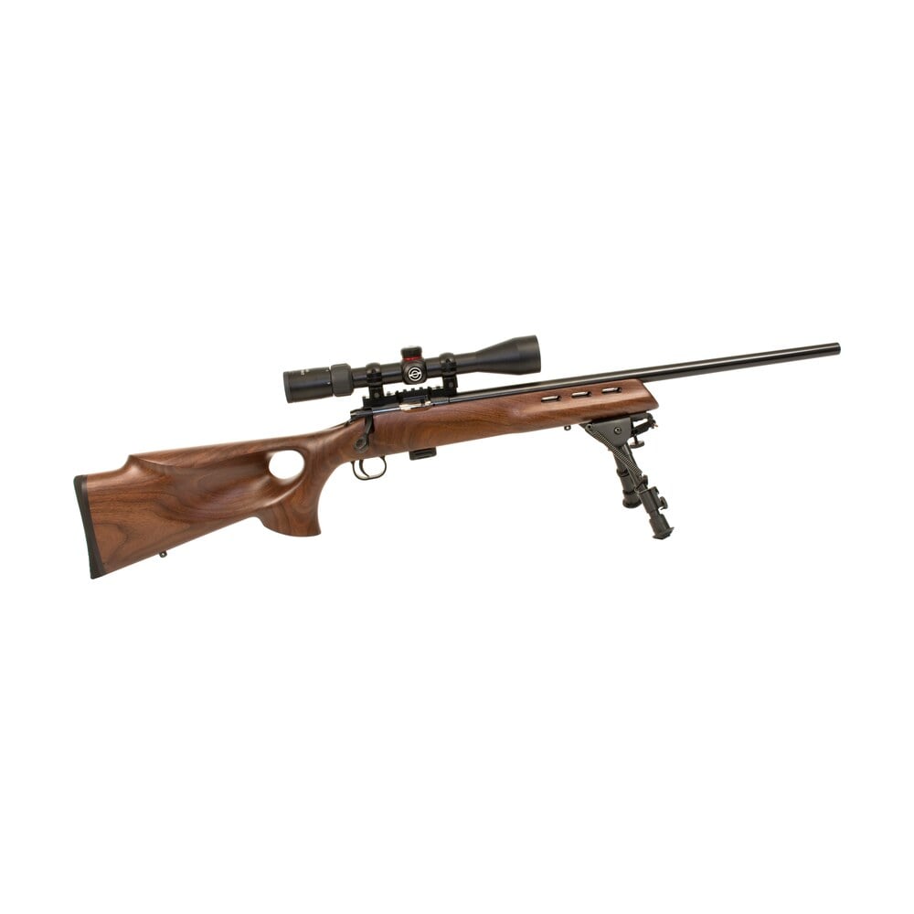 crickett ksa20030 model 722 varmint package youth 22 lr 7+1 20" blued bull barrel, blued steel receiver, fixed thumbhole walnut stock, includes simmons 3 9x40mm scope, bipod, case & scope rings Crickett KSA20030 Model 722 Varmint Package Youth 22 LR 7+1 20" Blued Bull Sports South item 99836